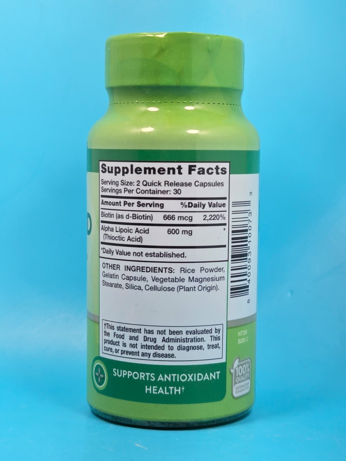Nature’s Truth Alpha Lipoic Acid plus Biotin 60 Capsules Exp 07/2028+