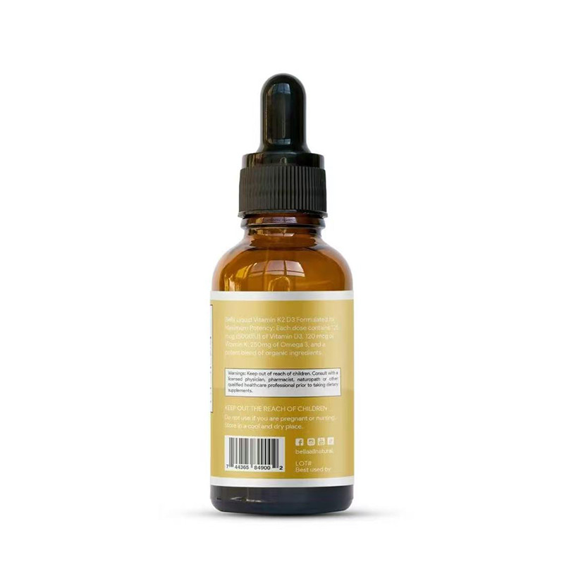 Bella All Natural D3 K2 Drops Organic Omega 3 MCT Oil 50ml Supplement for Daily