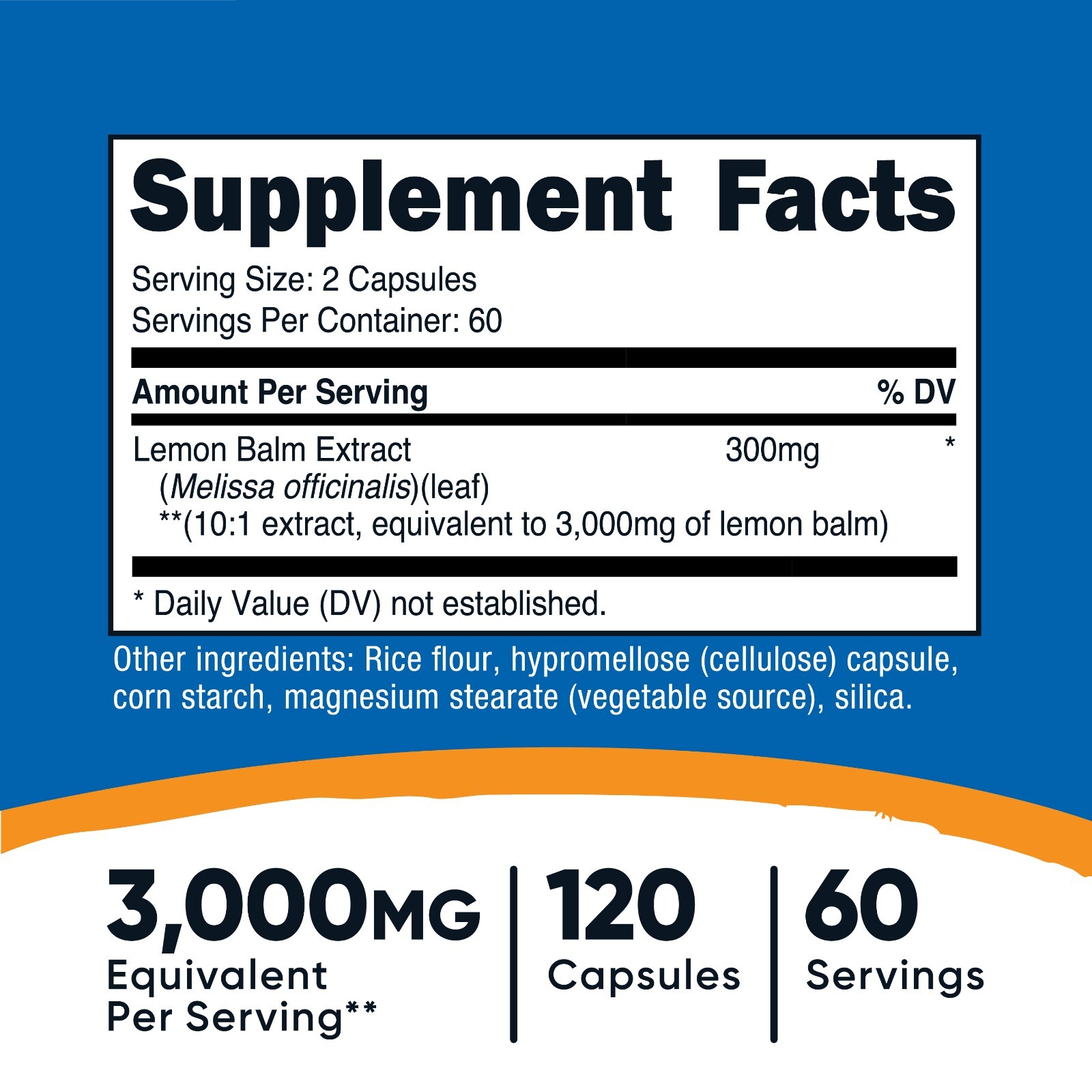 Nutricost Lemon Balm (3,000mg Equivalent) 120 Vegan Capsules – Melissa Leaf