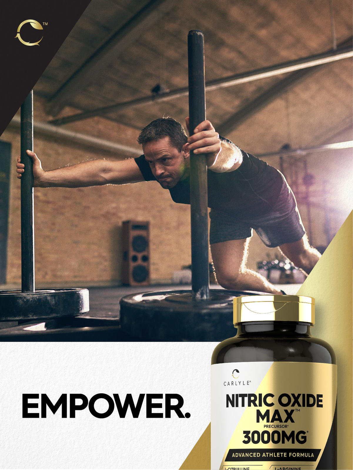 Nitric Oxide Capsules 3000mg | 120 Count | Pre Workout Supplement | by Carlyle