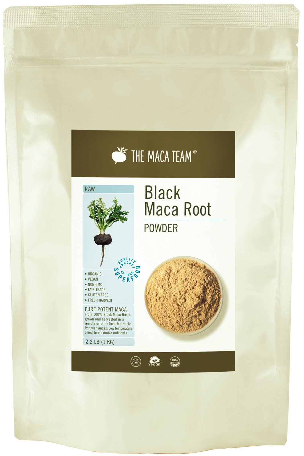 Certified Organic Black Maca Root Powder from Peru – 1 kg 111 servings