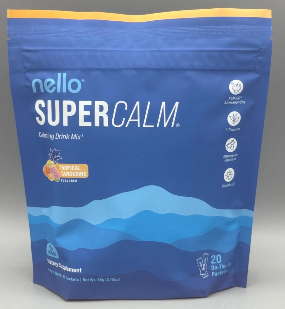 Nello SuperCalm Calming Drink Mix Relaxation & Focus Tropical Tangerine 20 Svrgs