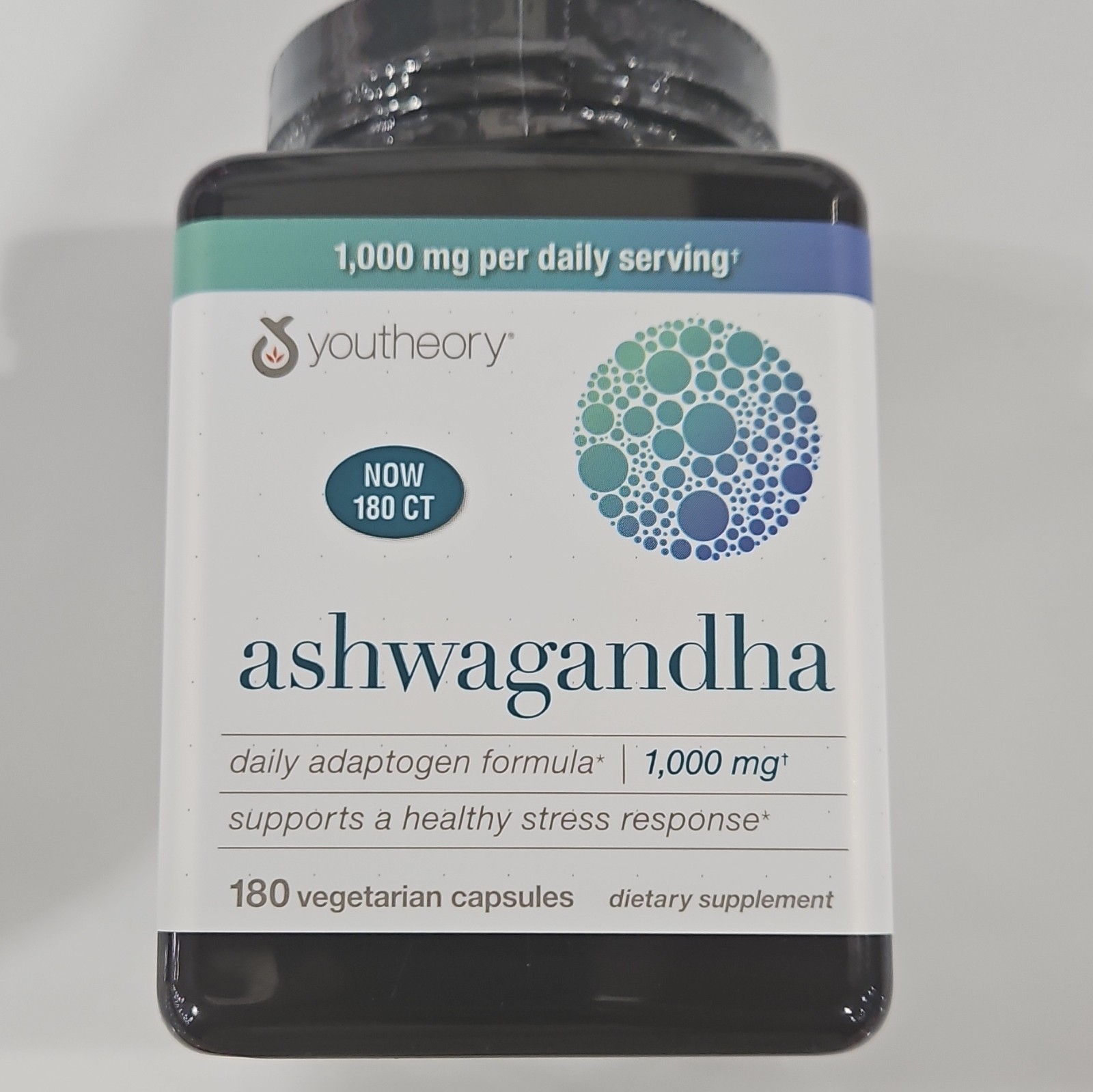 Youtheory Ashwagandha 1000mg KSM-66 Stress Support 180Vegetarian CapExp 03/2028