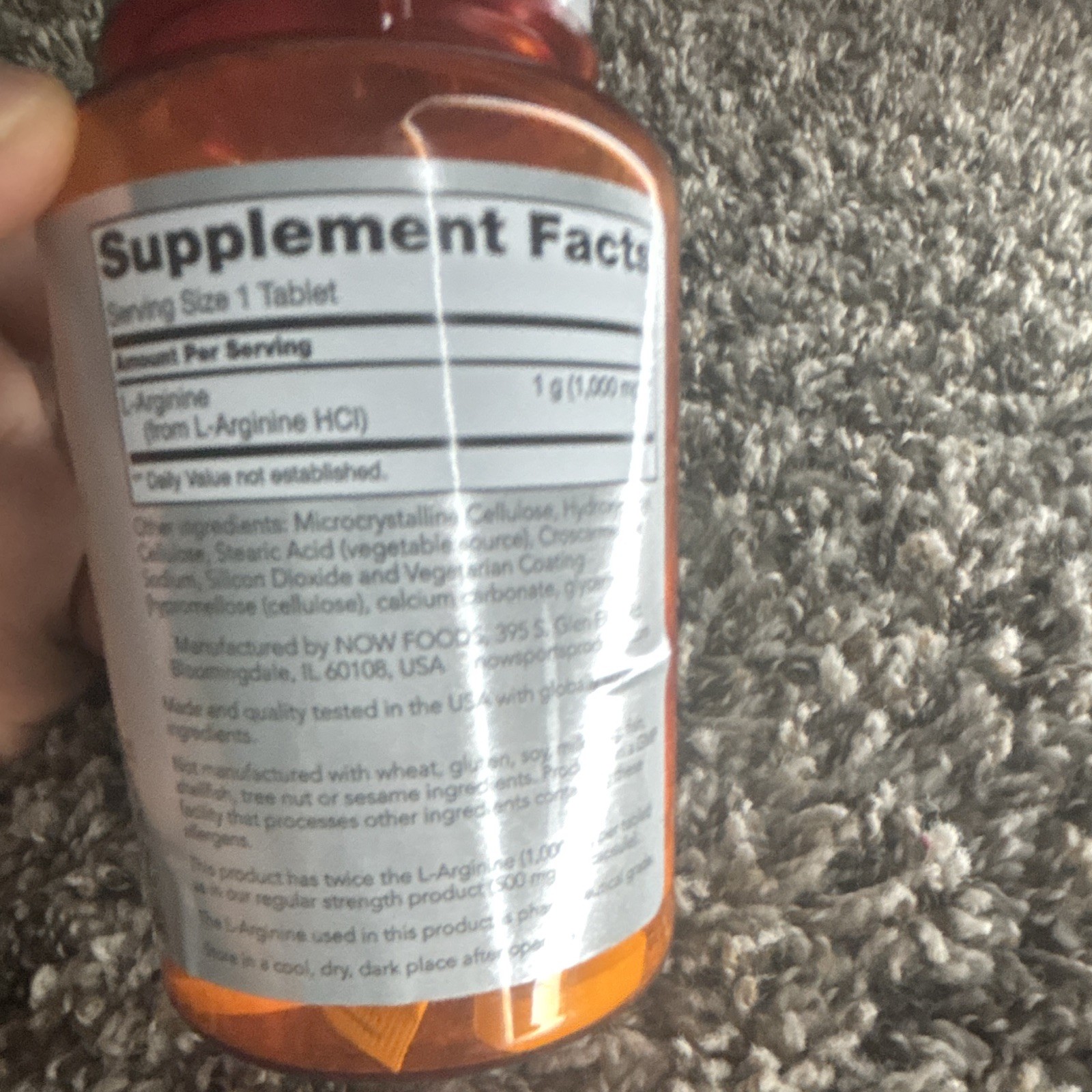 NOW Sports Double Strength L-Arginine 1000 mg Tablets, 60 Count Supplement
