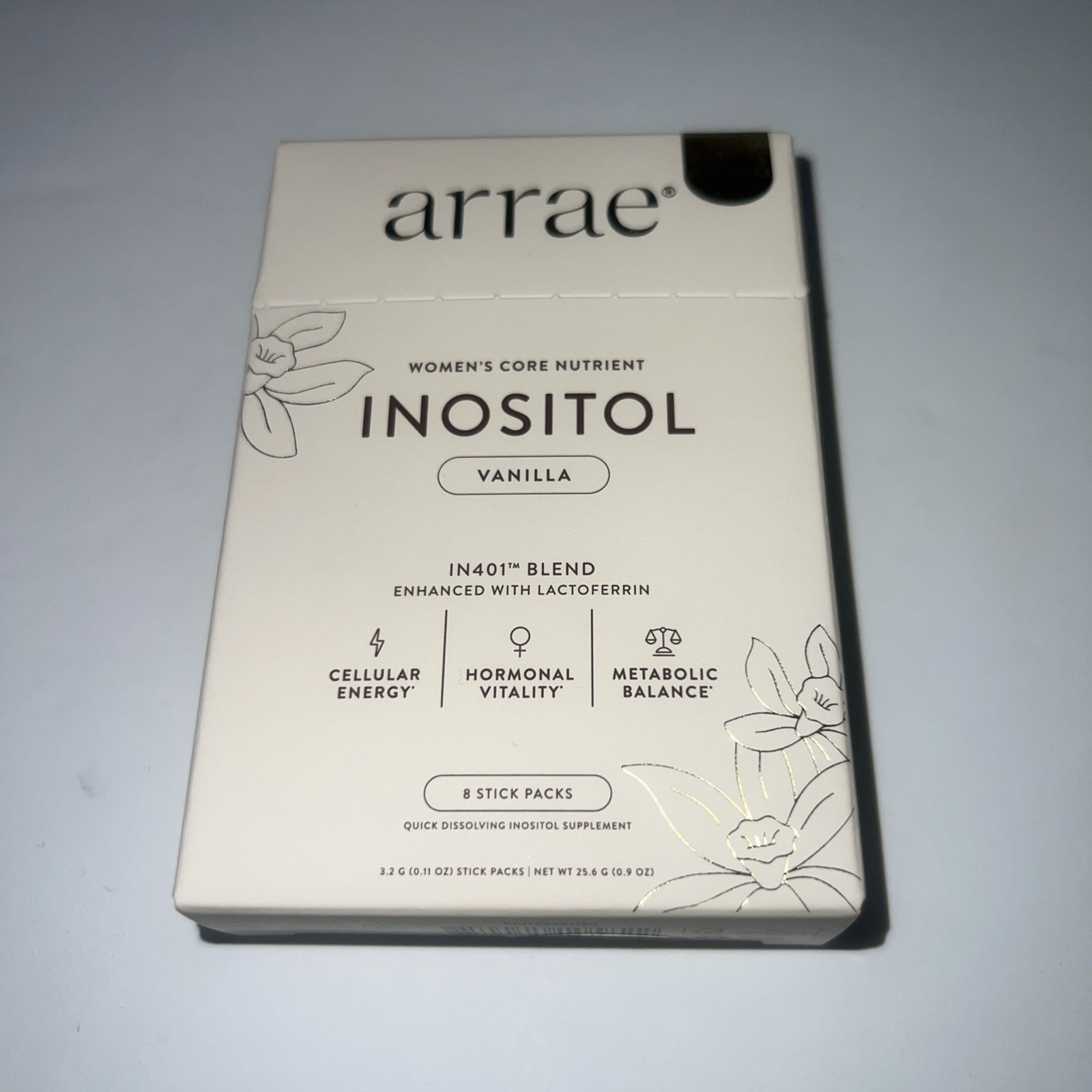 arrae Core Nutrient Inositol Stick Packs Vanilla Sugar-Free Vegan 8ct