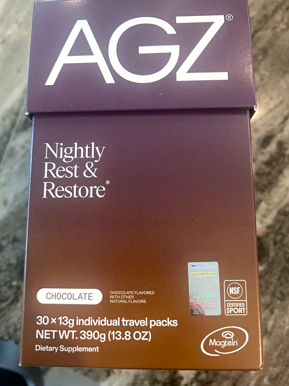 AGZ Nightly Rest & Restore Chocolate Powder Sleep Support 30 x 13g Packs