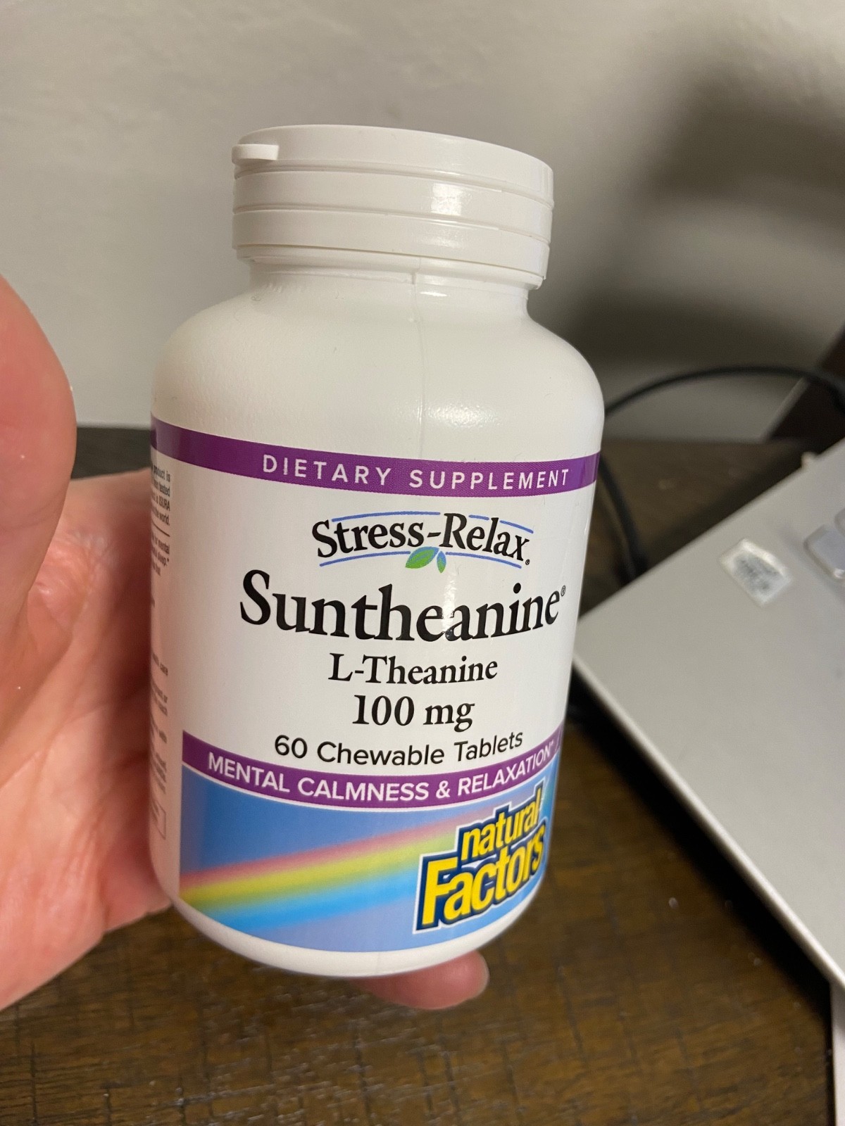 Natural Factors Stress-Relax Suntheanine L-Theanine 100 mg,60 Chew Tablets
