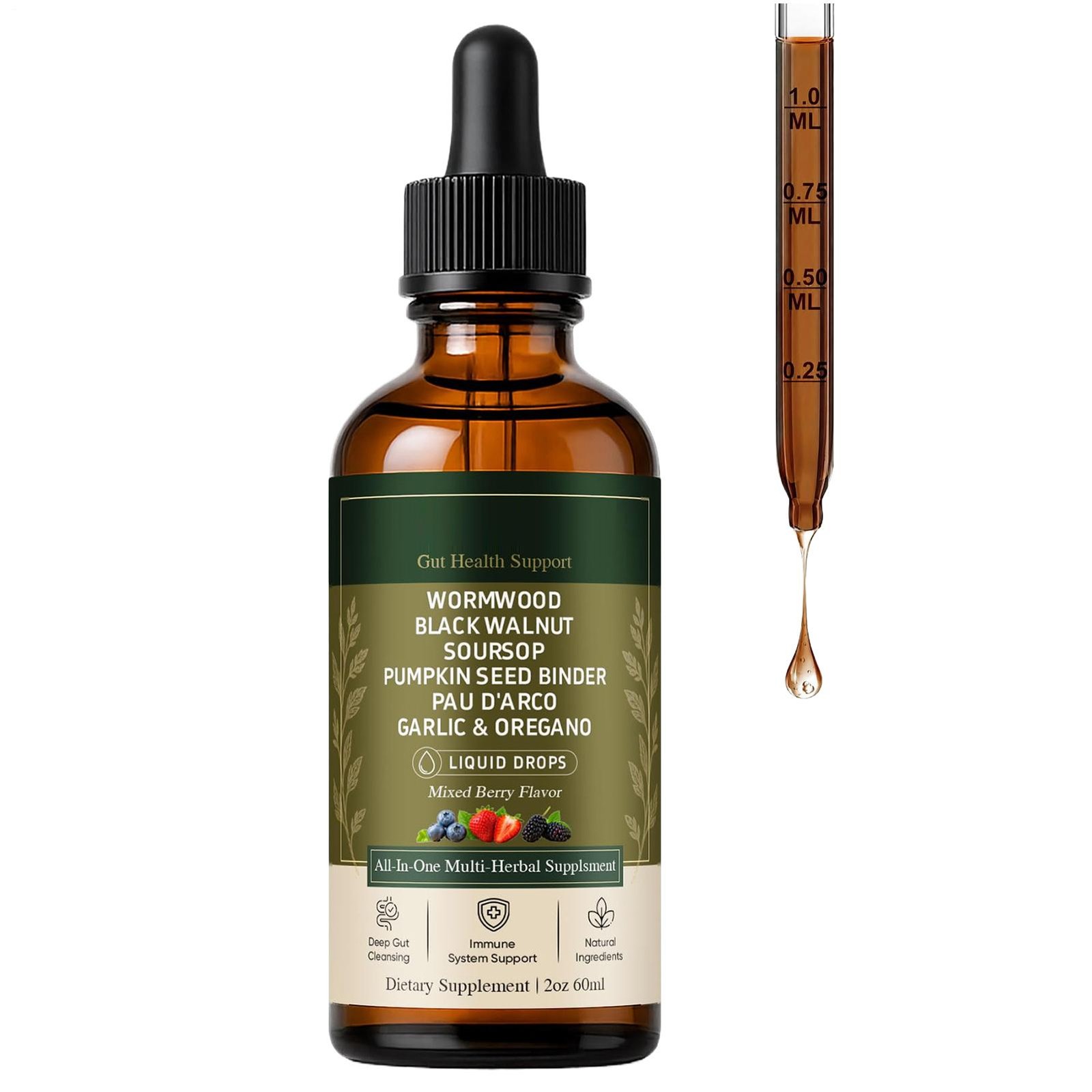 Wild Harvested Wormwood Herbal Liquid Botanical Supplement Drops 2fl Oz 60ml
