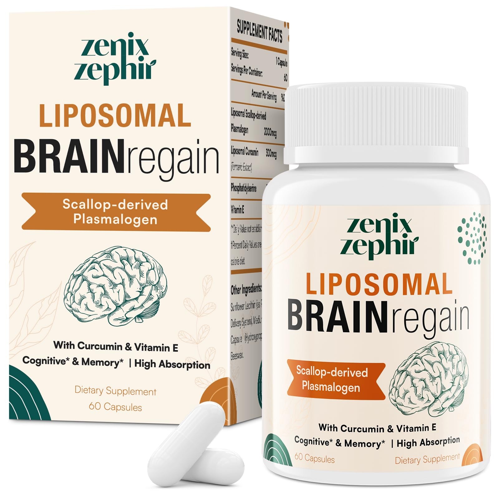 Liposomal Brain Supplements for Memory and Focus – 60 Count (Pack of 1)
