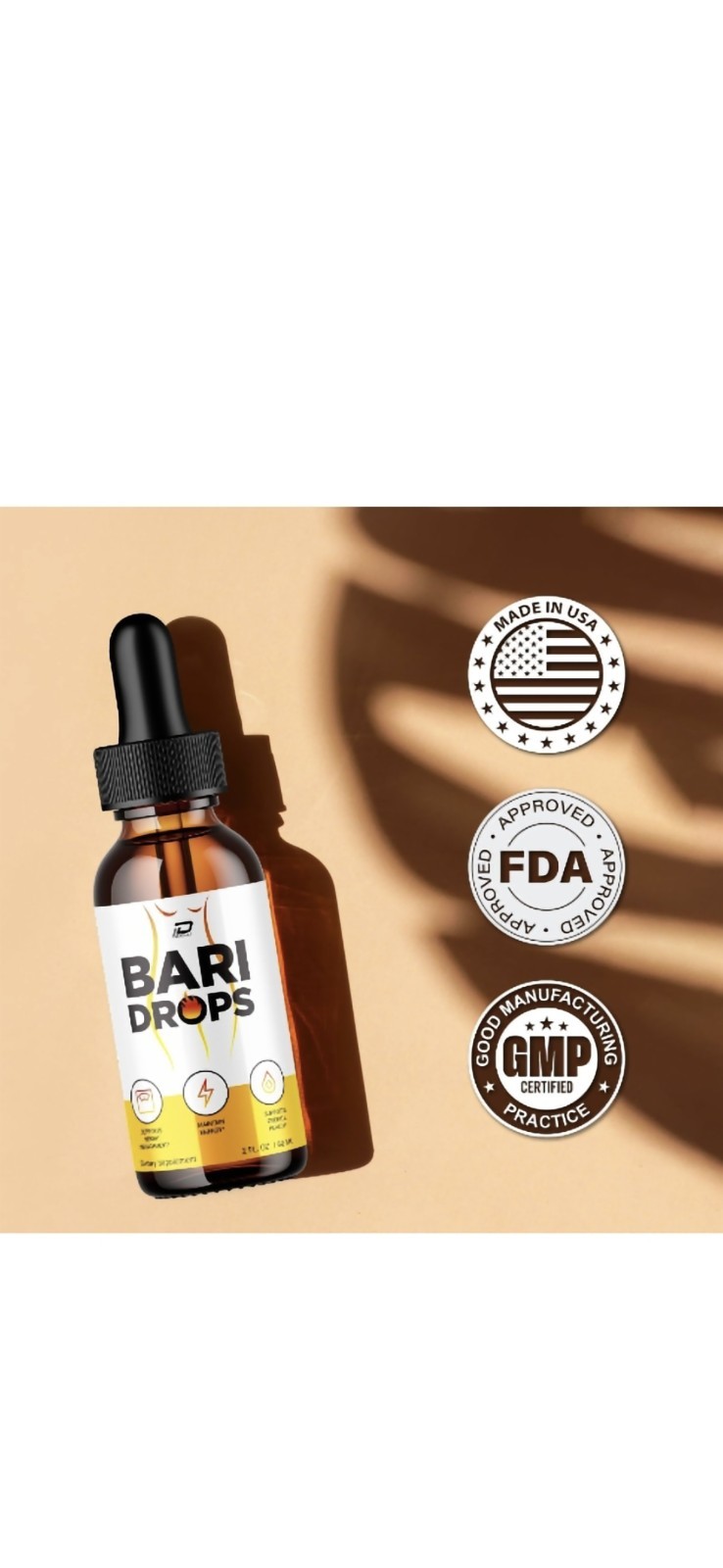 (1 Pack) Bari Drops Liquid Supplement-Natural Formula/Active Fitness Goals-2oz