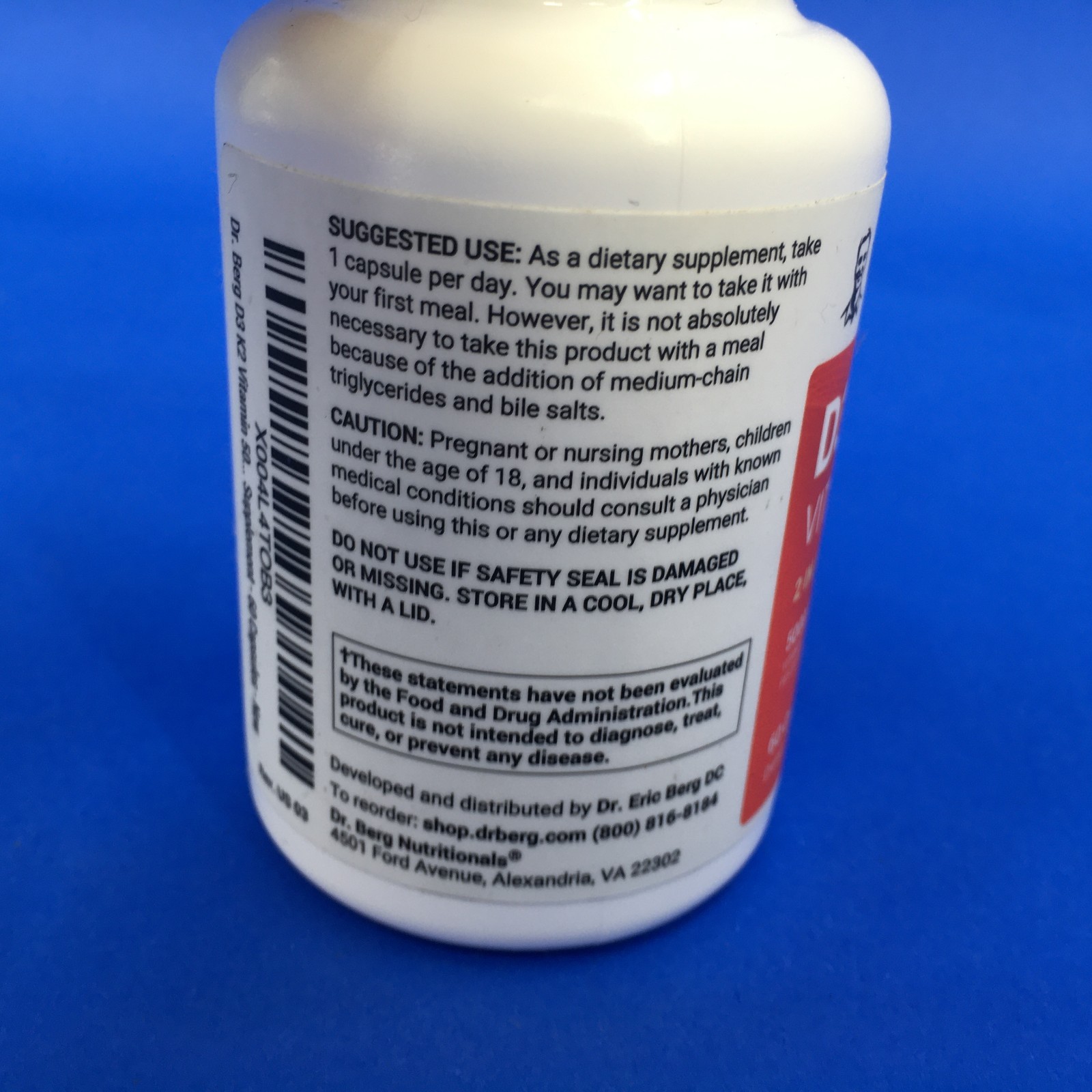 Dr. Berg D3 & K2 Vitamin 2 in 1 Support for Immunity 60 Capsules