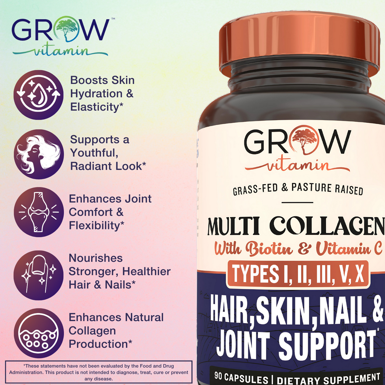 Beyond Collagen Multi Collagen Capsules Types I, II, III, V & X Expiration 11/26