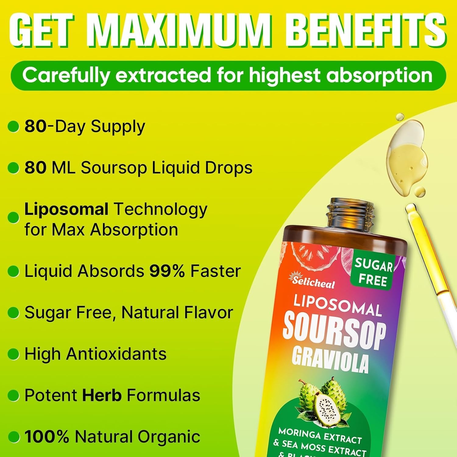 (2) Selicheal Liposomal SOURSOP Supplement 80 ML Graviola Drops Expiration 1/27