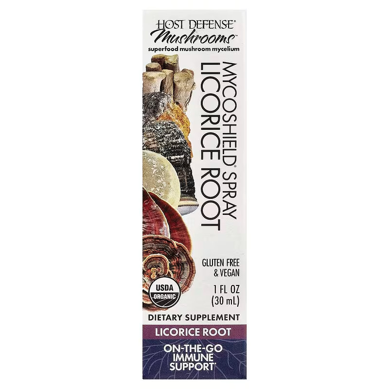 Host Defense MycoShield, Mushroom Throat Spray, Licorice Root, 1oz