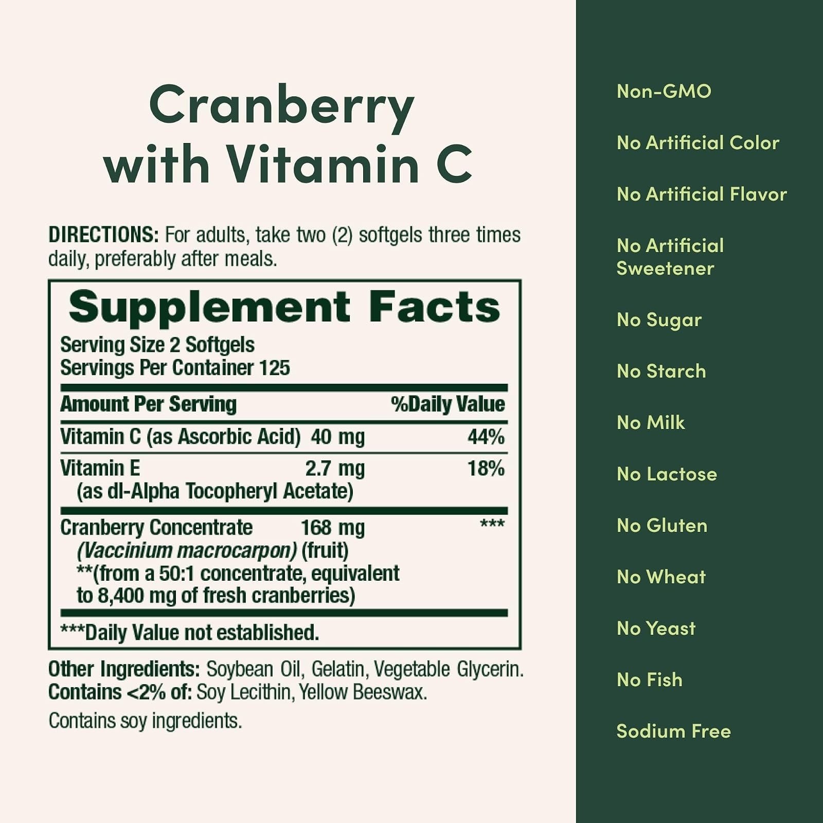Cranberry Pills for Women Urinary Tract Health – 250 Softgels