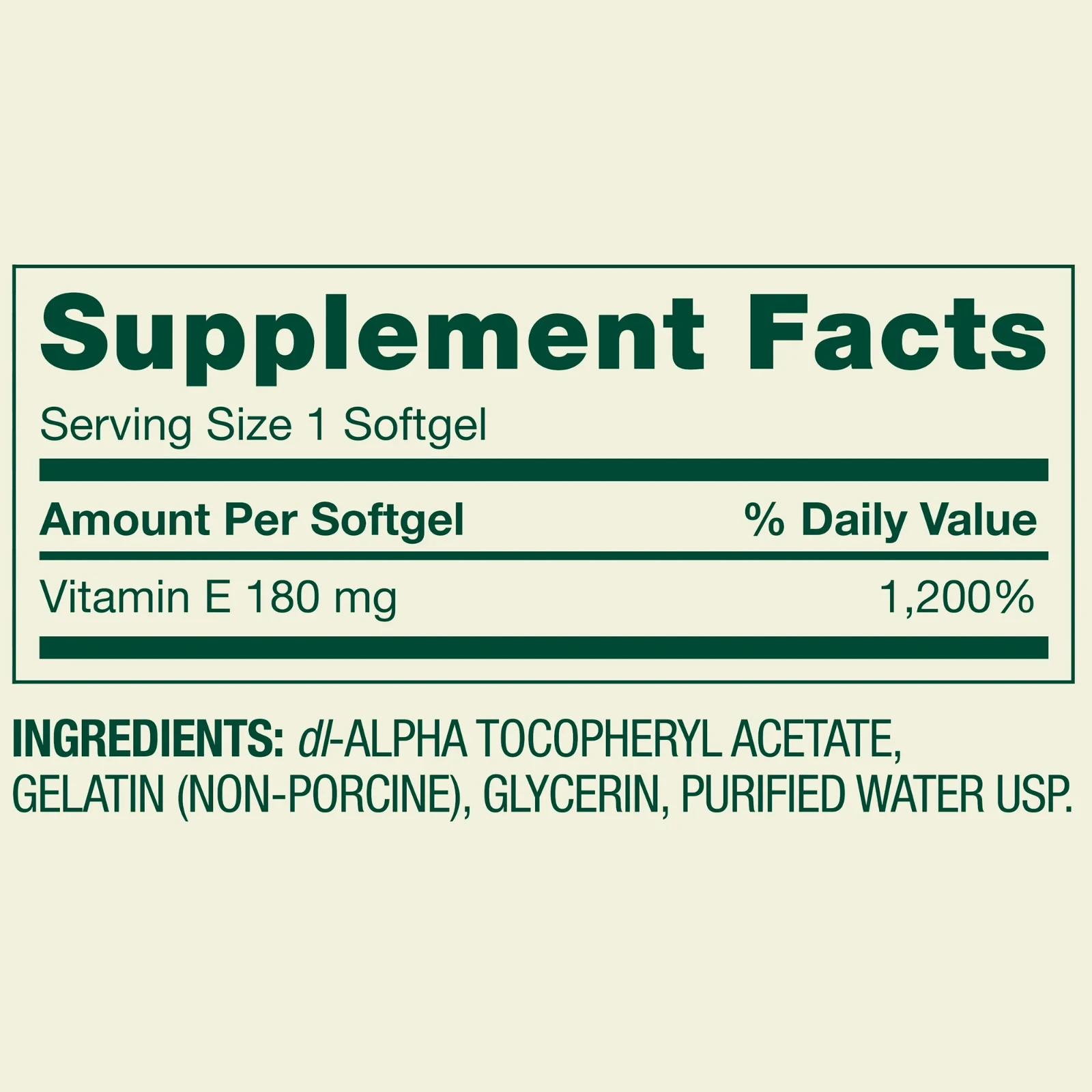 Spring Valley Vitamin E 180 mg (400 IU) Dietary Supplement, 500 Softgels