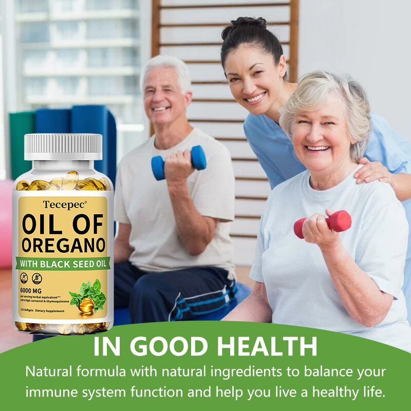 Organic Oil of Oregano Softgels 6000 mg 2 in 1 Black Seed Oil Herbal Supplement