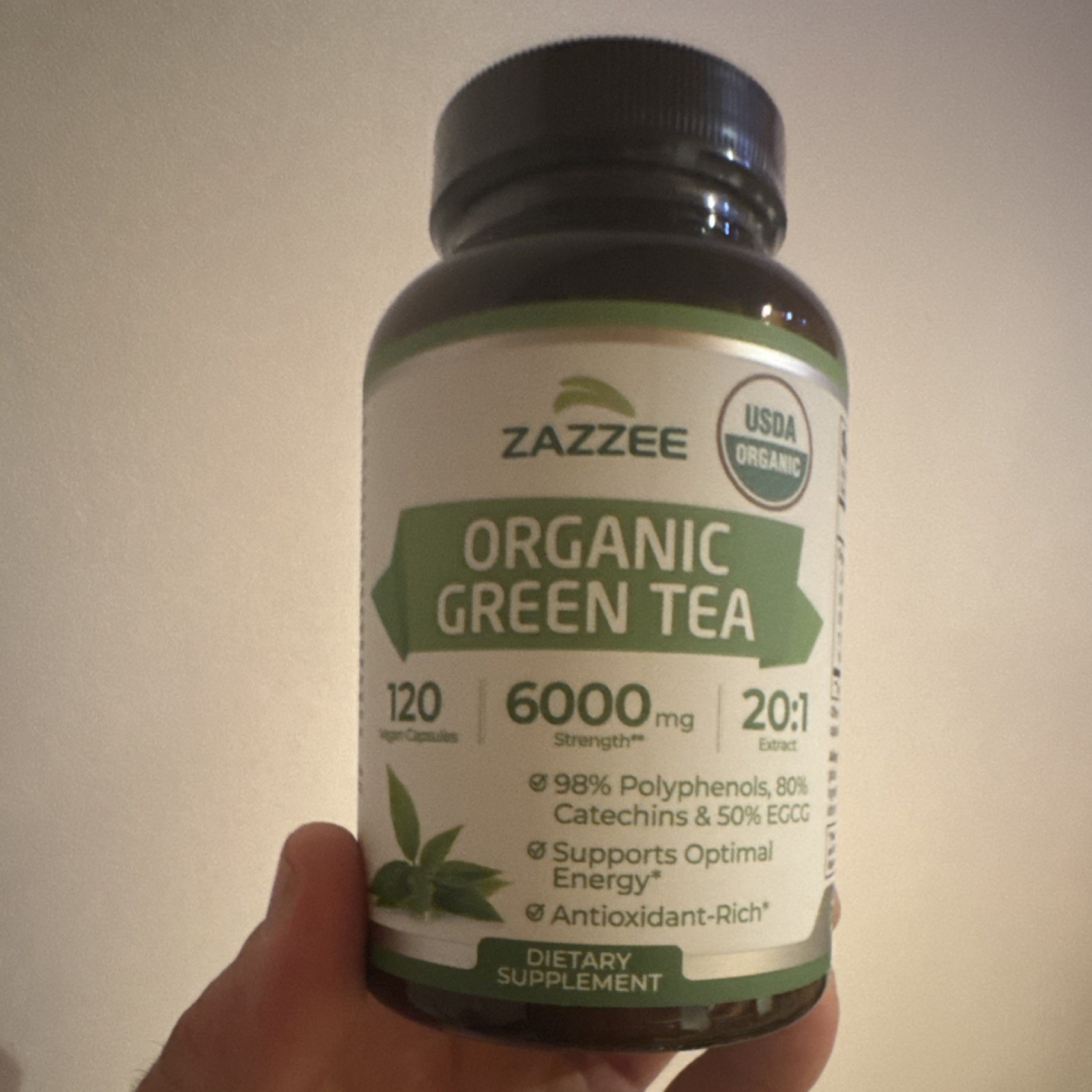 Zazzee Organic Green Tea Extract Vegan Non-GMO USDA Organic 120 Capsules