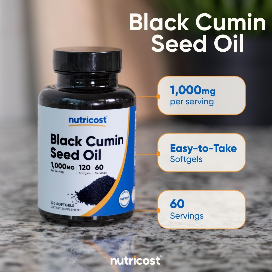 Nutricost Black Seed Oil (Cumin) – Cold Pressed, Source 120 Count (Pack of 1)