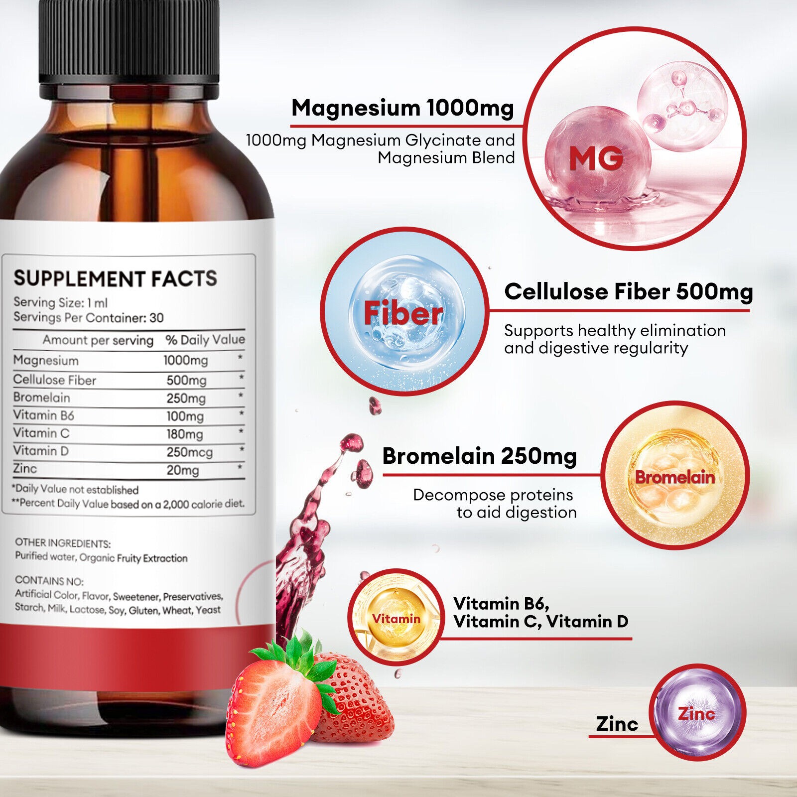 1-5X Magnesium Liquid Drops, Magnesium Glycinate,Improve Sleep,Anxiety Relief
