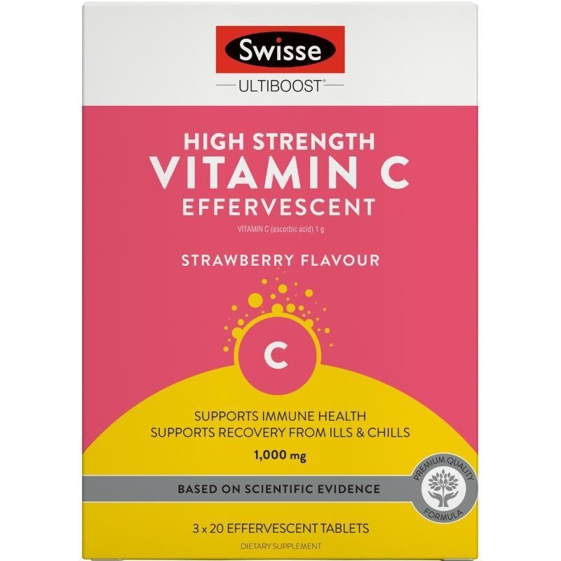 [Swisse] High Strength Vitamin C Effervescent 1000mg 60(20×3) Tablets