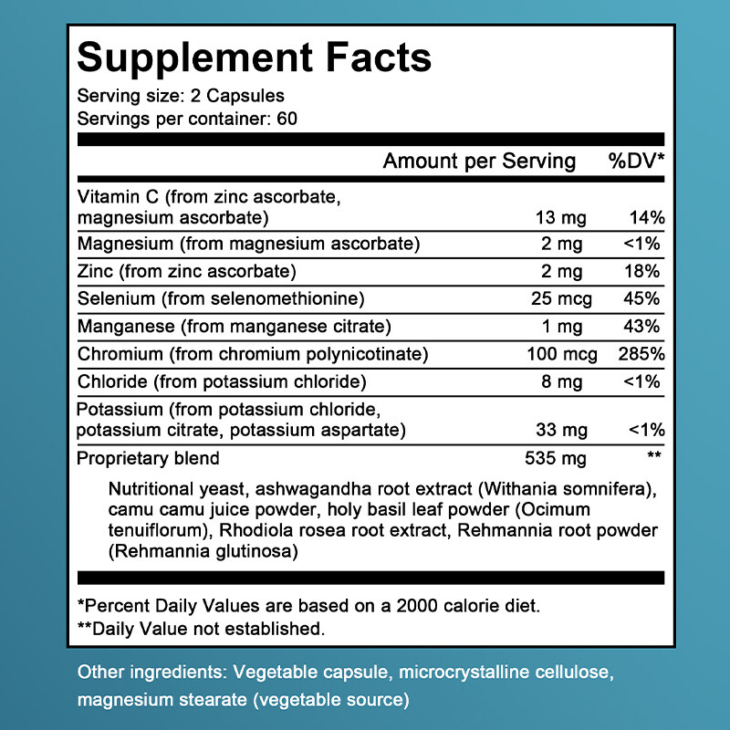 Adrenal Support Supplement Natural Stress Relief & Cortisol Manager Capsules