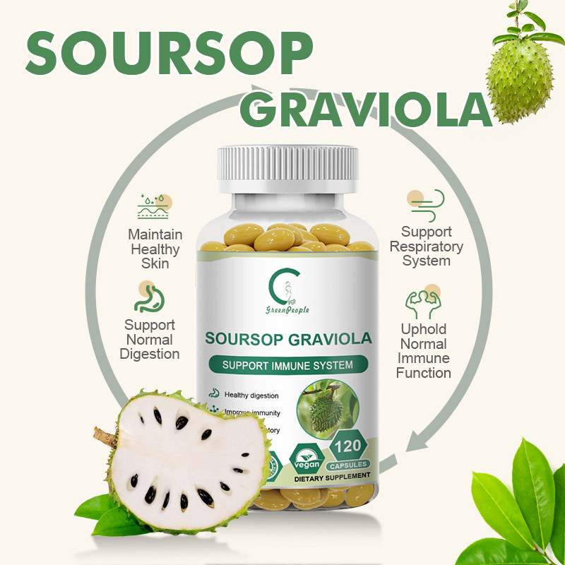 120 Capsules GRAVIOLA SOURSOPLeaf Extract Annona Muricata Antioxidant Health