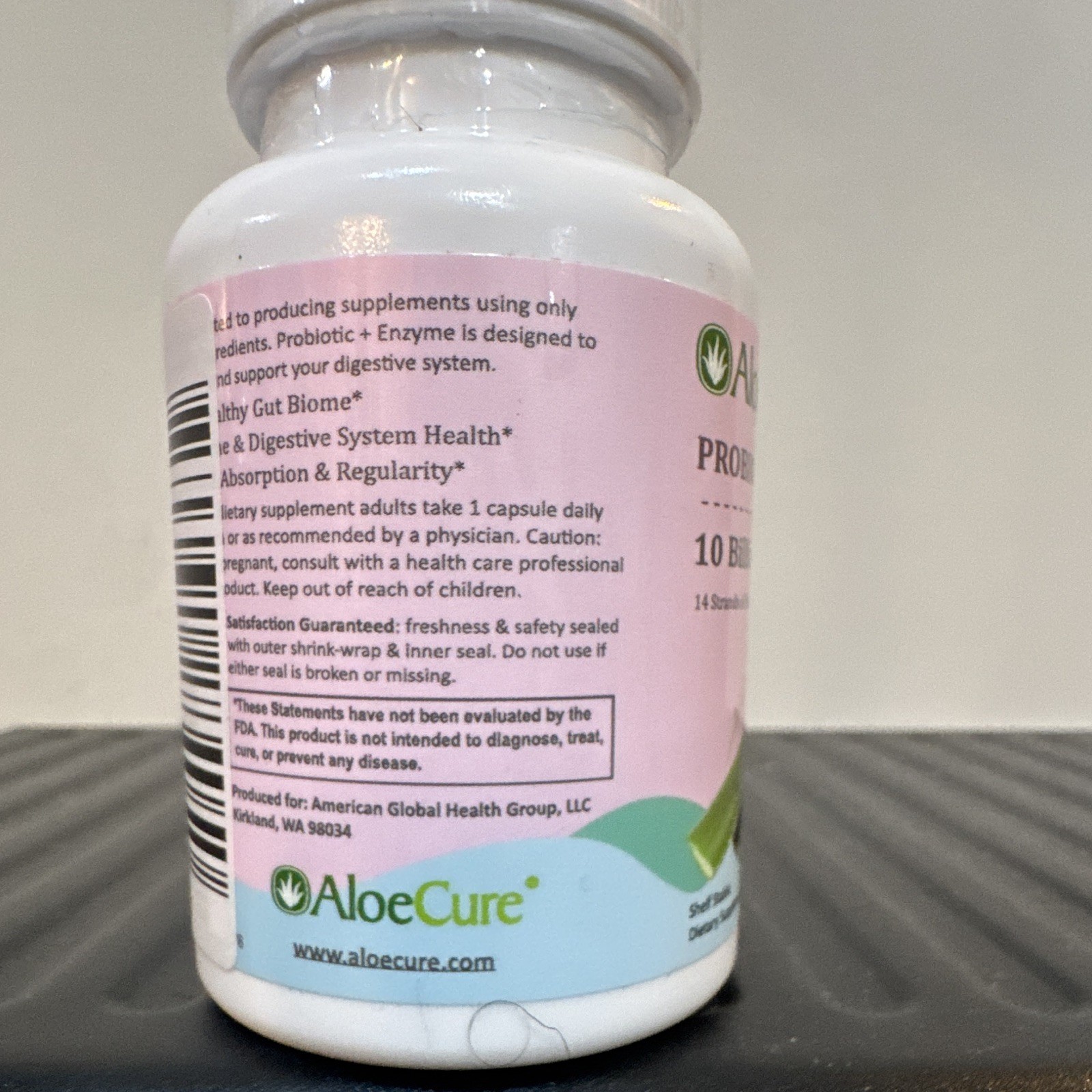 AloeCure Probiotics + Enzymes Digestive Support 10B CFU Veg Caps 30 Exp 06/27
