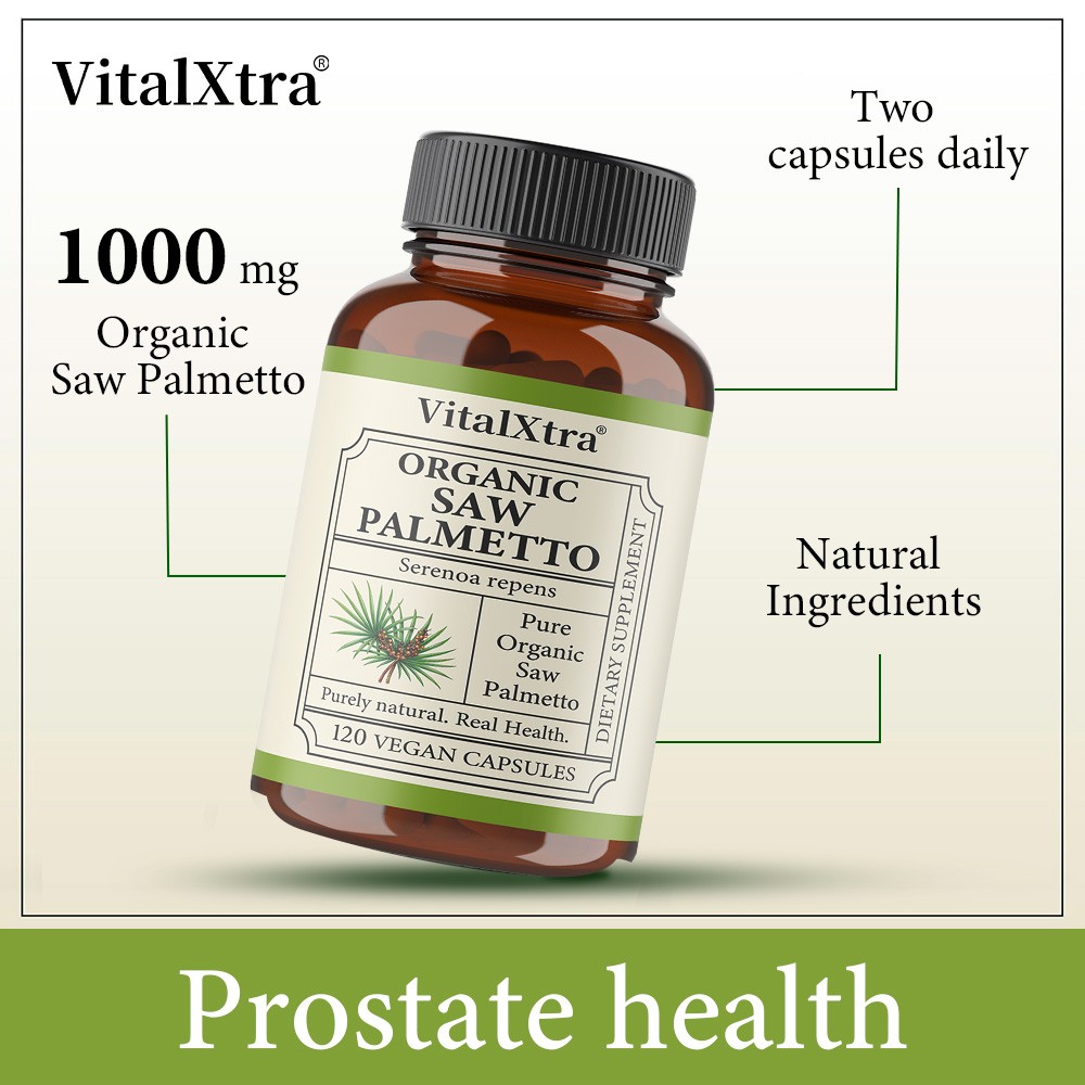 Organic Saw Palmetto Capsules for Prostate & Hair Growth 30/60/120Caps NonGMO