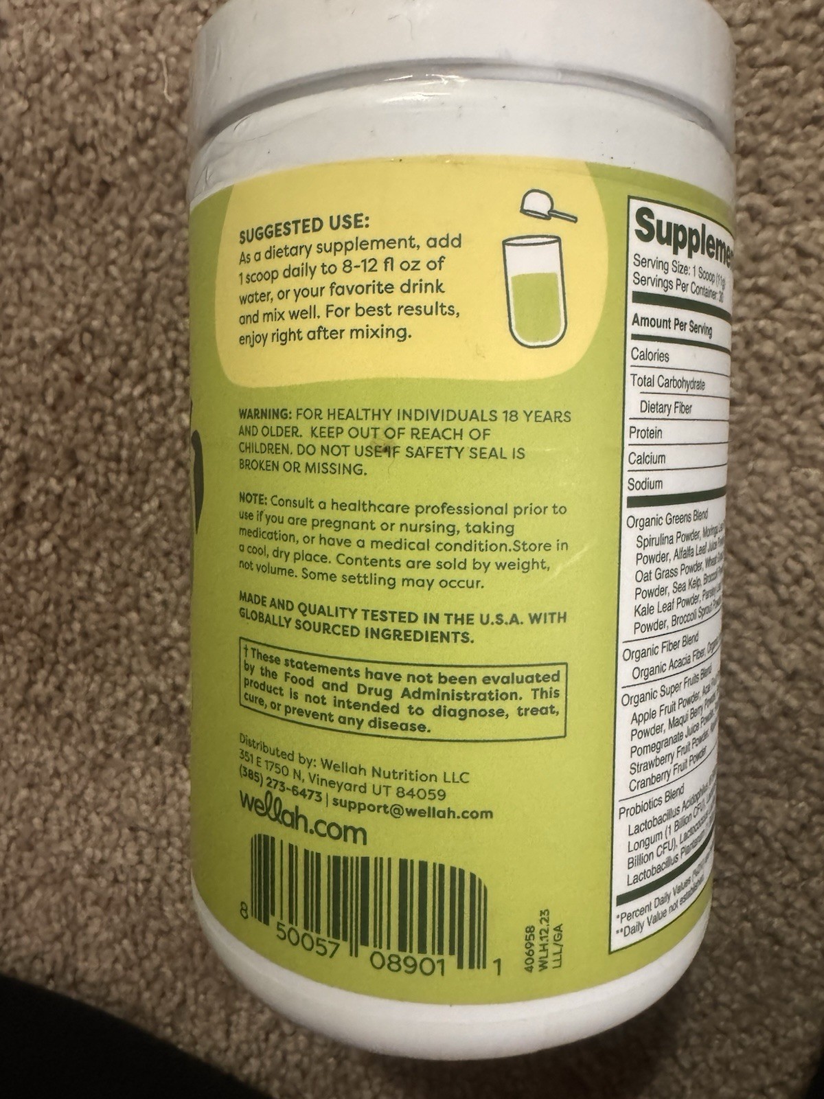 Wellah Leaf Laugh Love Daily Greens Superfoods Green Apple 11.9 Oz