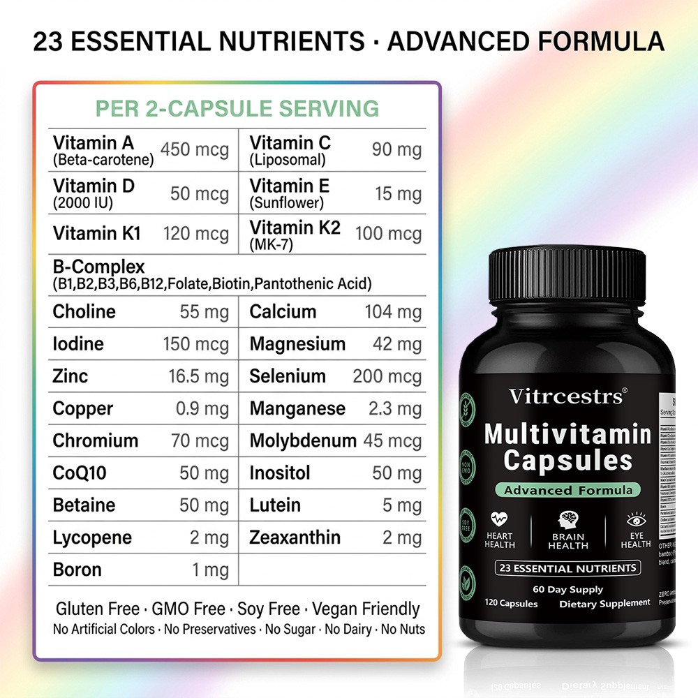 23in1 Multivitamin 30/60/120 Caps Daily Essentials for Heart,Brain,Eye & Immune