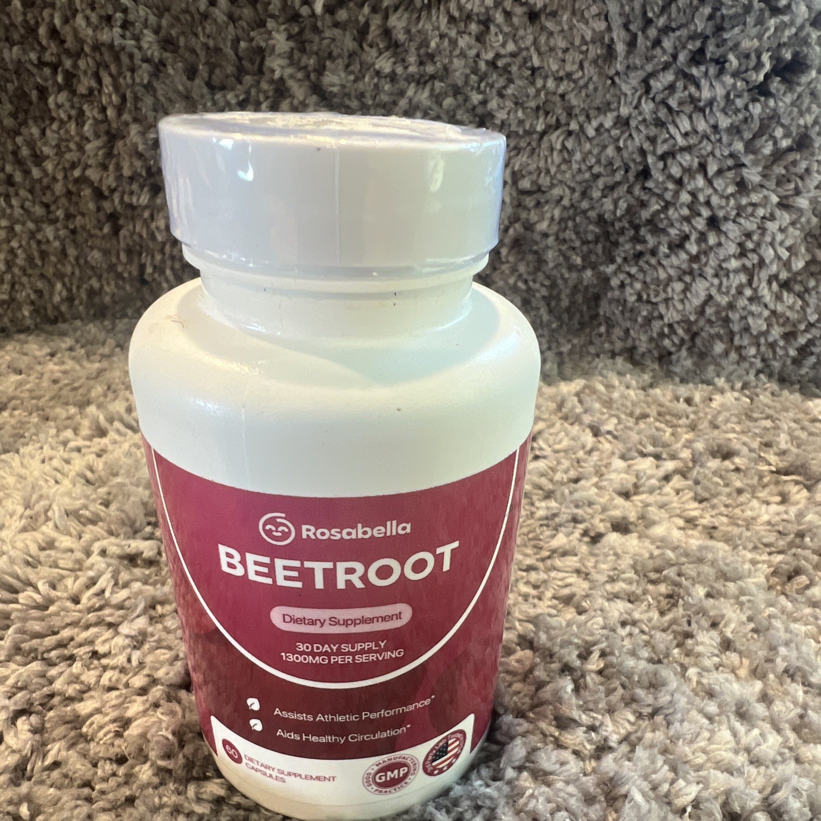 Rosabella Beetroot Dietary Supplement 1300mg 60 Veggie Capsules Vegan GMP