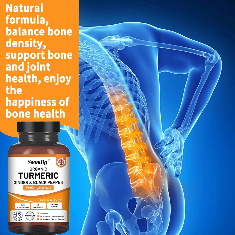 Organic Turmeric Curcumin with Ginger Black Pepper 120ct Joint Pain Max Strength