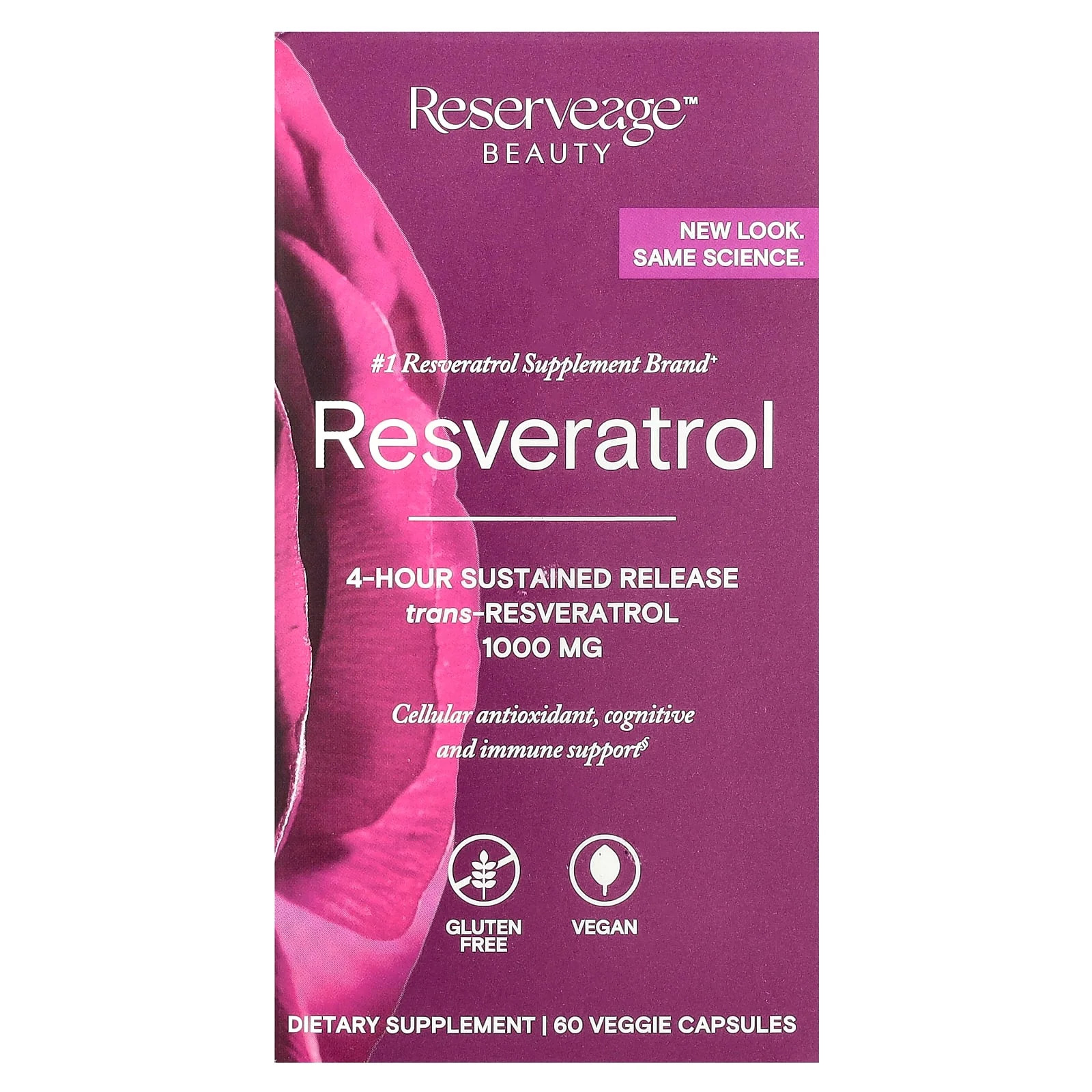 2 X Reserveage Beauty, Resveratrol, 60 Veggie Capsules