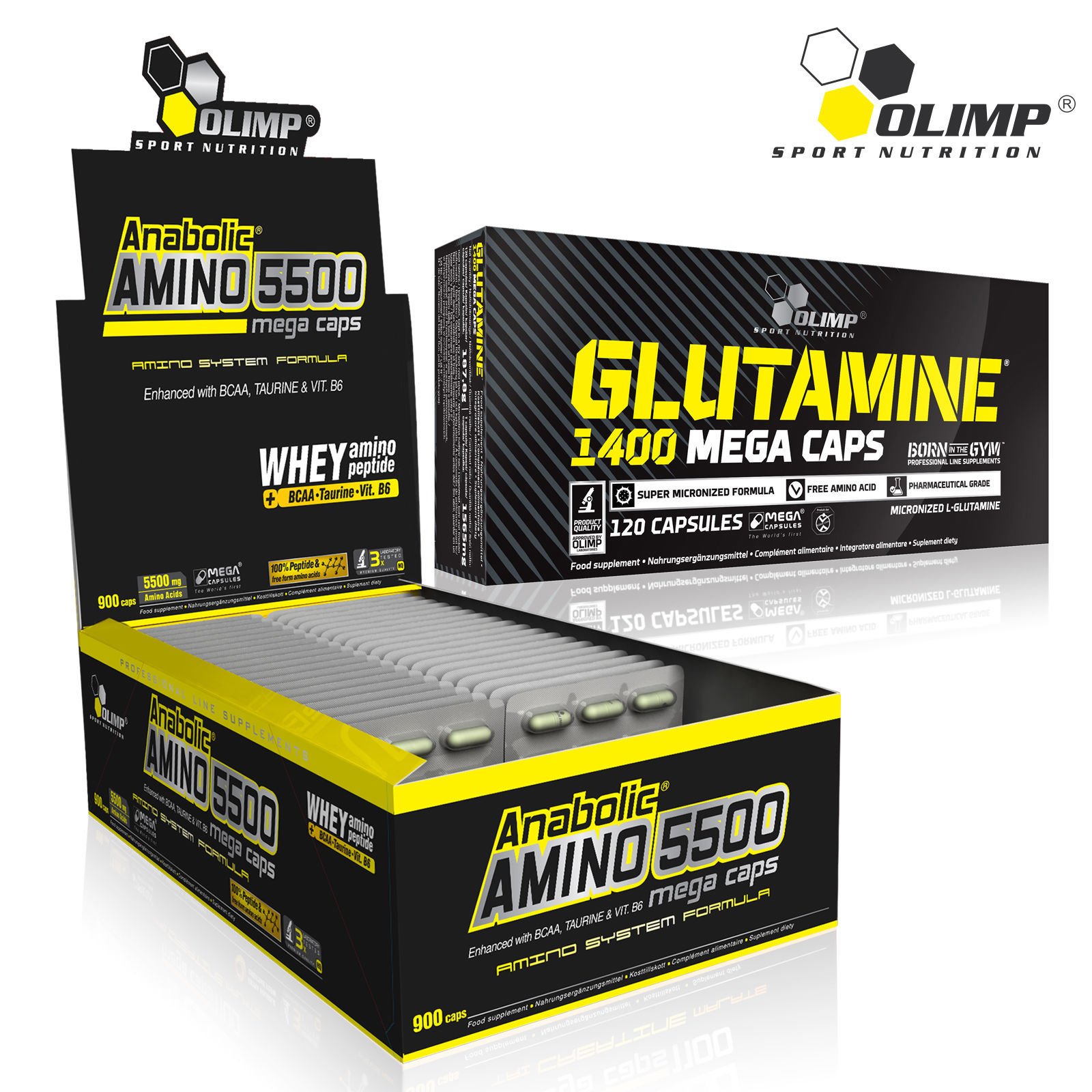 Anabolic Amino 5500 + Glutamine 60-180 Caps BCAA + Essential Acids Muscle Growth