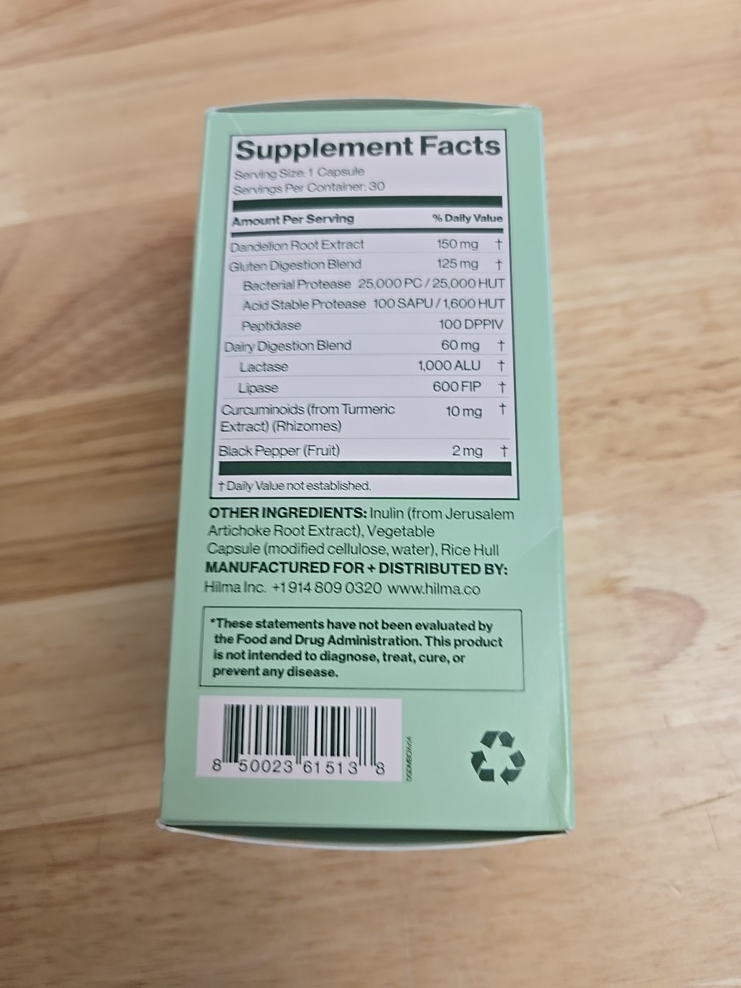 Hilma Dairy + Gluten Digestive Aid Enzymes Drug Free 30 Ct Capsules 10/2027