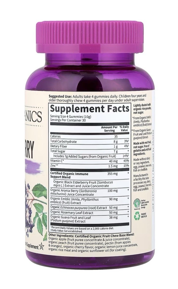 Garden of Life mykind Organics Elderberry Immune Gummies 120 Vegan BB 10/26