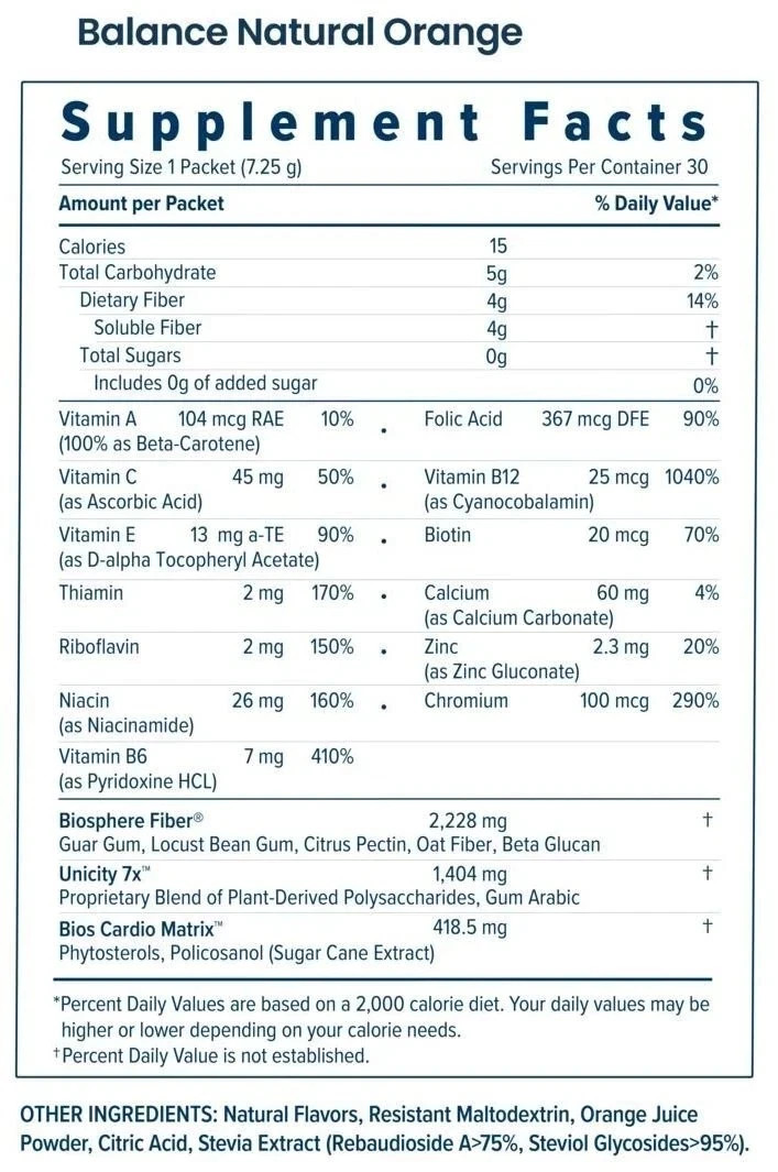 Unicity Unimate 30 pack of Orange Balance for Fiber