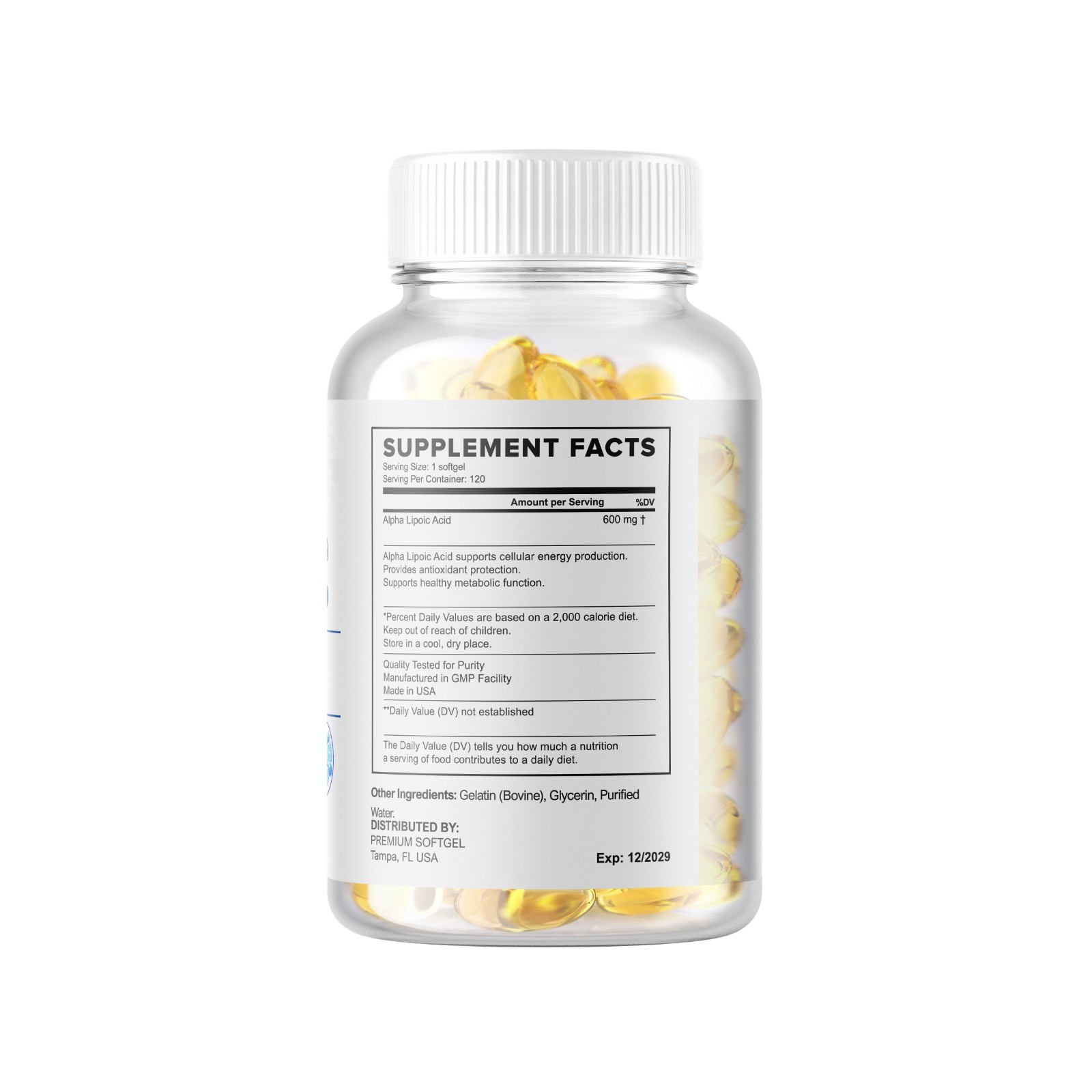 Alpha Lipoic Acid – 600mg Per Serving – 360 Softgels 2 Bottles 120 Each