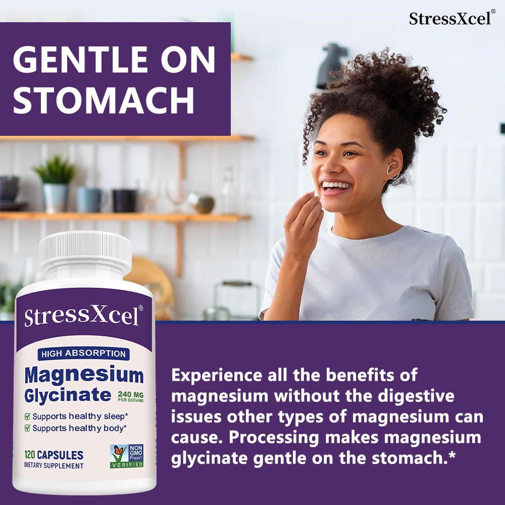 Magnesium Glycinate 240mg Support Heart Healthy,Sleep Gluten-Free 30/60/120Caps