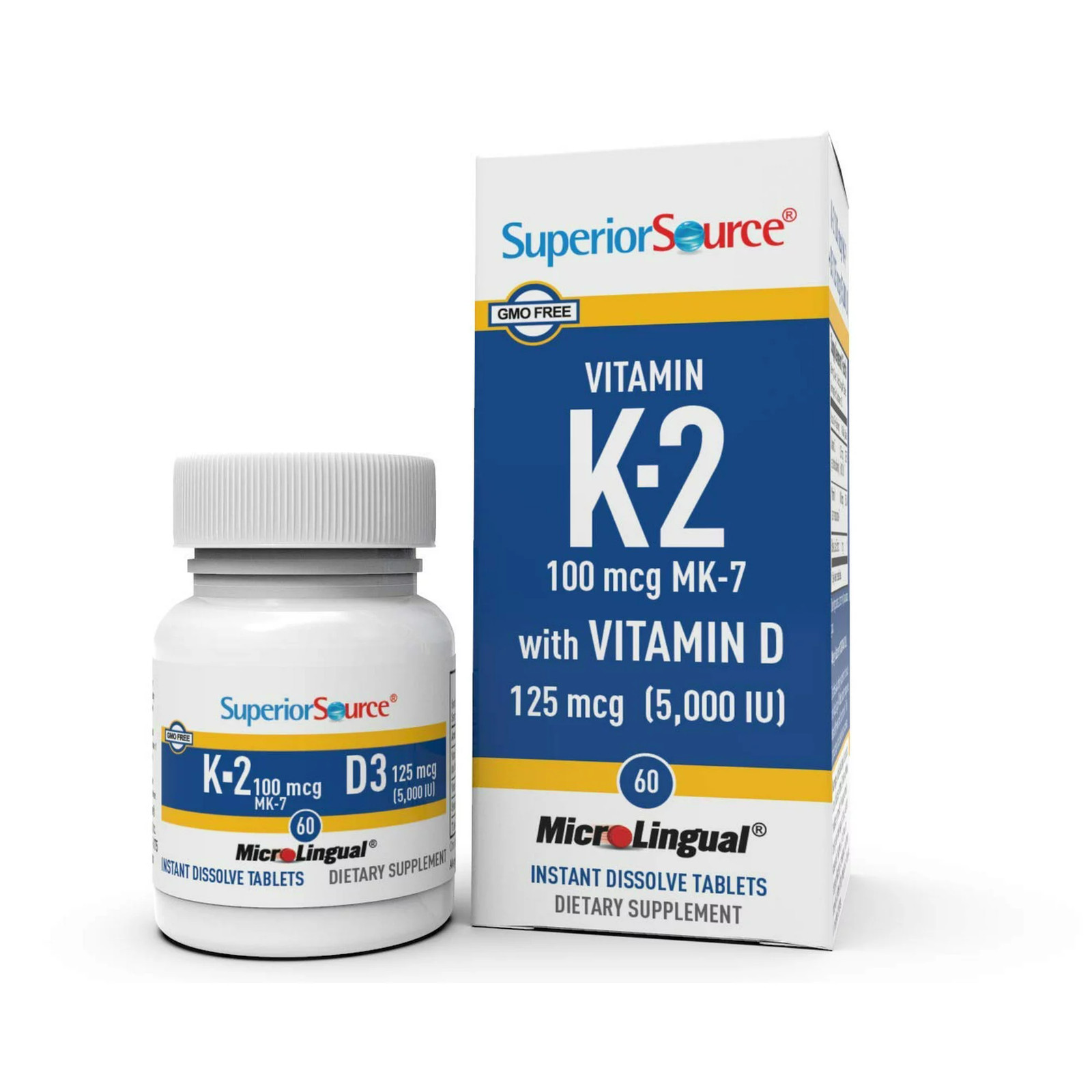 Superior Source Vitamin K2 100 Mcg (Mk7) , Vitamin D 5,000 Iu 60 Tabs