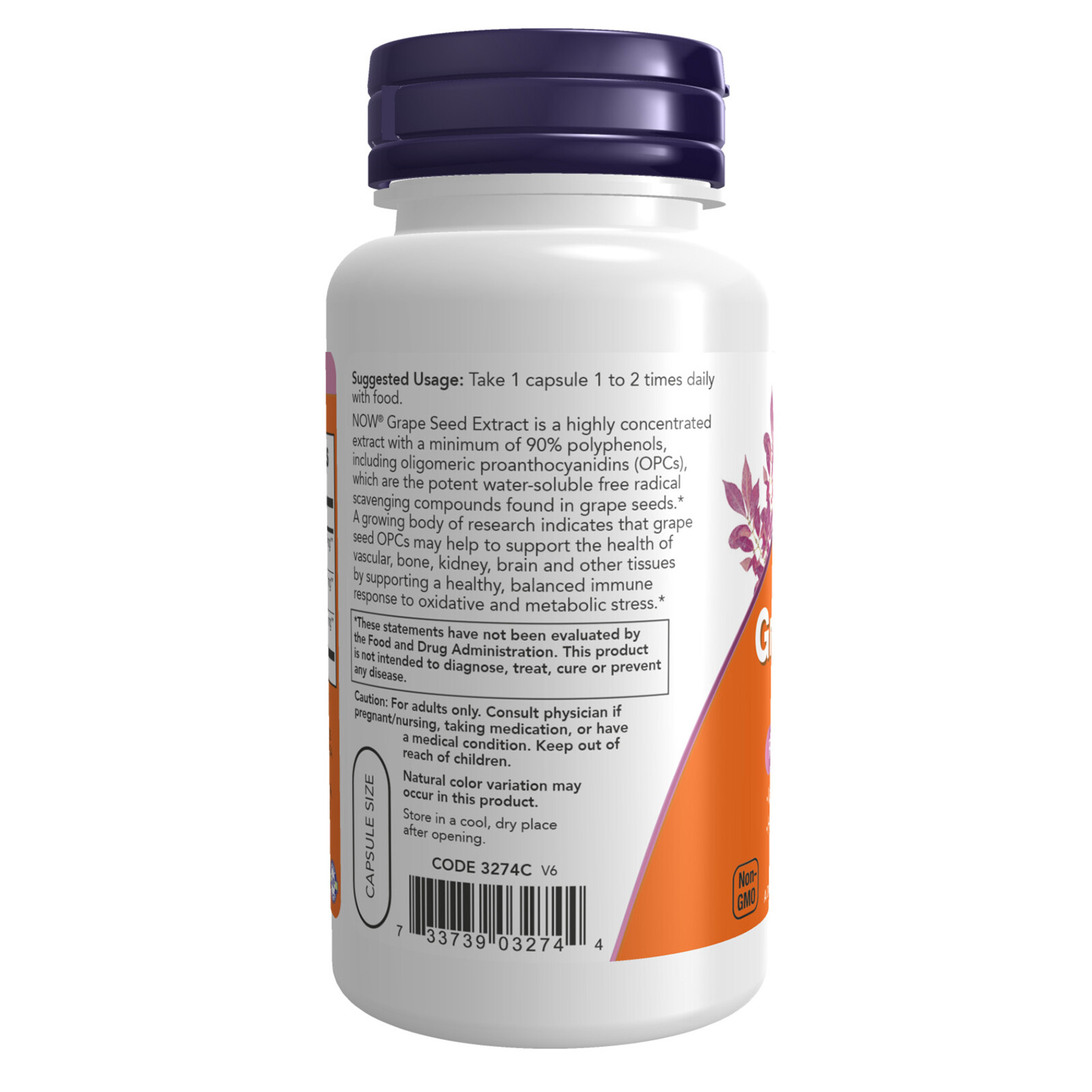 3 x NOW Mega Poteny Grape Seed Extract OPC 250mg 90 Vcaps Antioxidant Protection