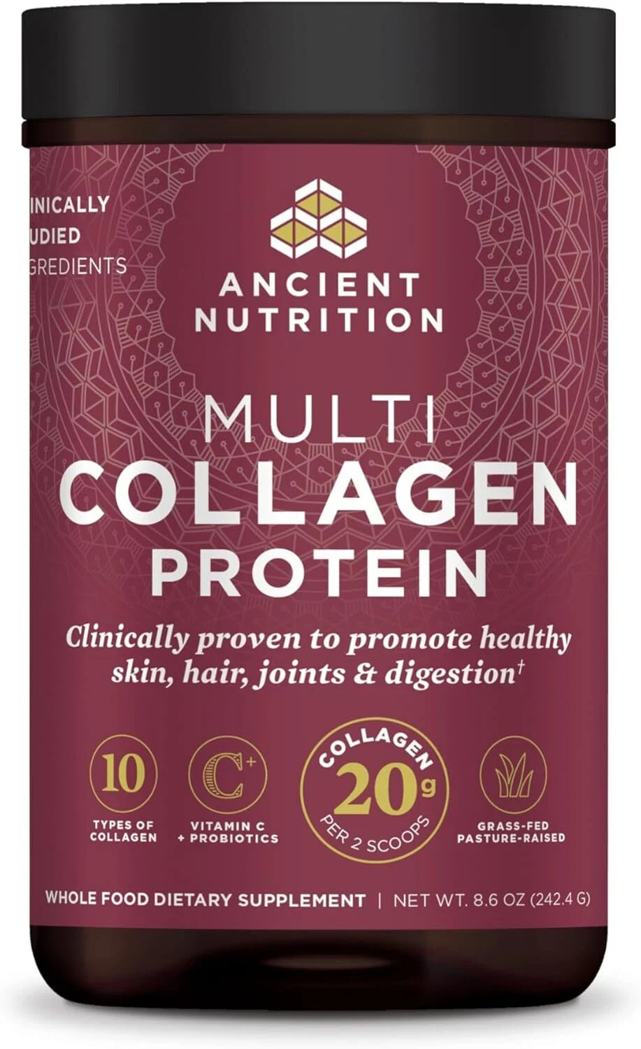 Ancient Nutrition Multi Collagen Protein Vitamin C & Probiotics 8.6 oz