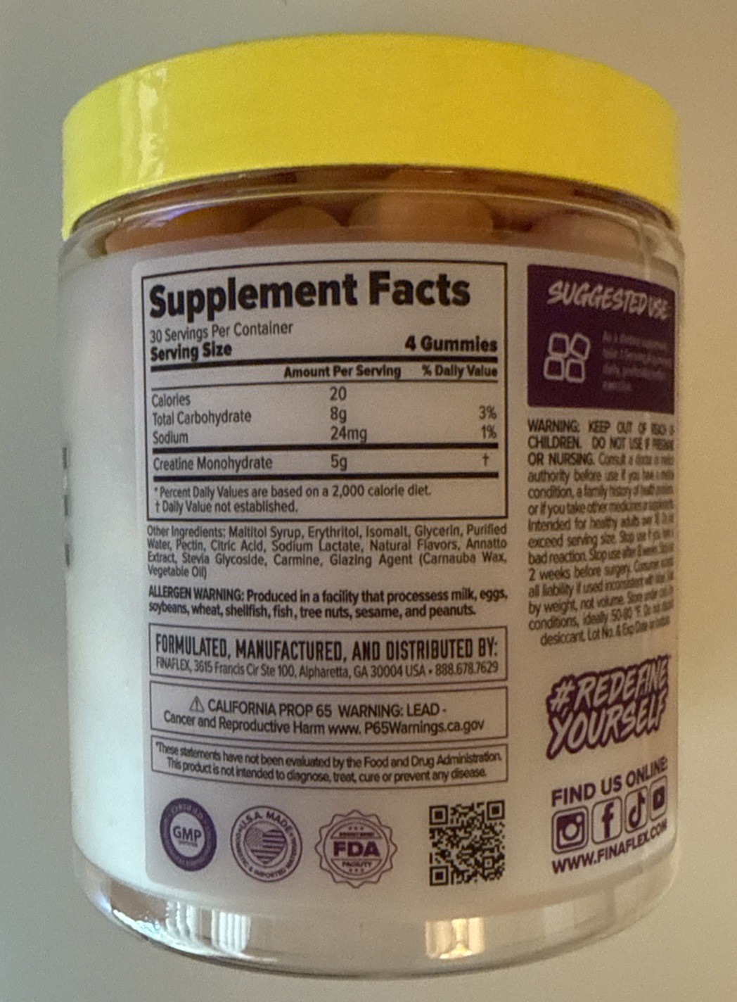 Finaflex Creatine Gummies 120 GUMMIES. 01/2028. Orange