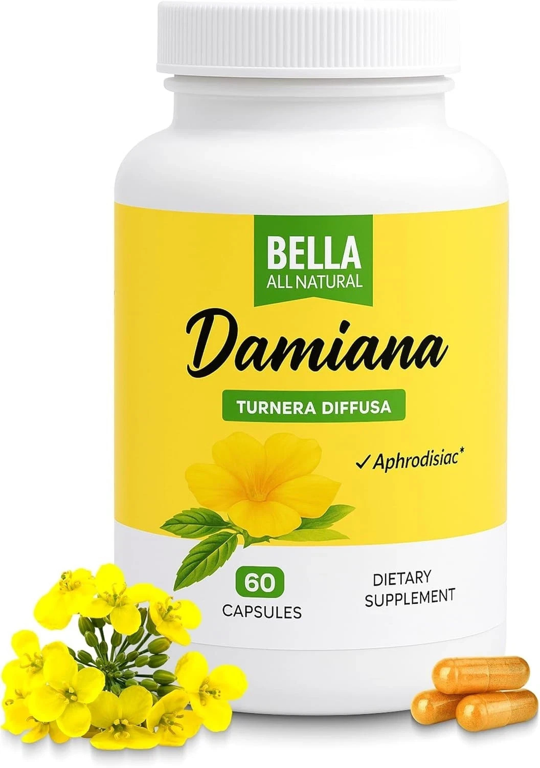 Bella All Natural Damiana Leaves Dietary Supplement,60ct Free shipping