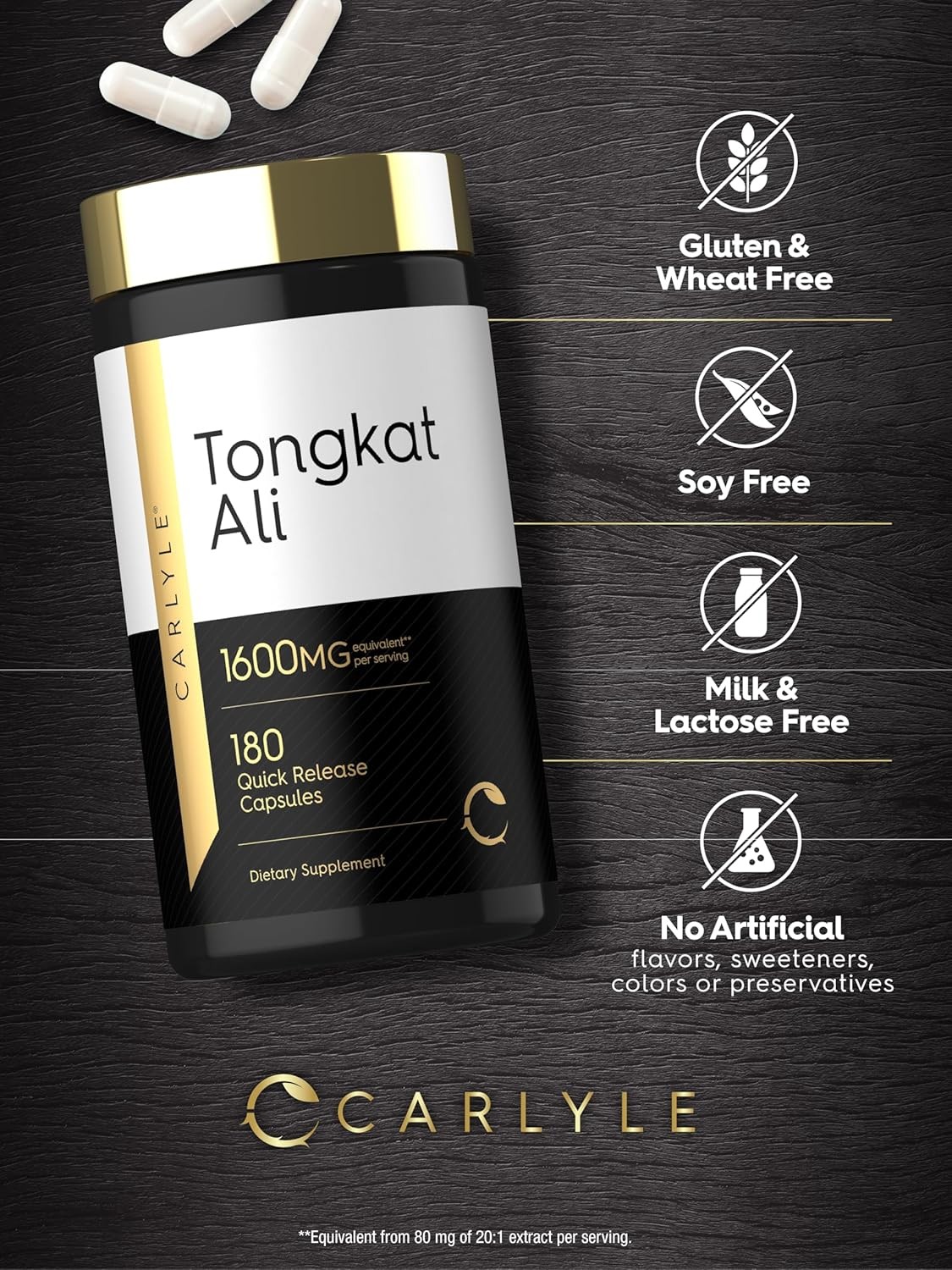 Longjack Capsules | 1,600mg | 180 Count | Non-GMO, Gluten Free | by Carlyle