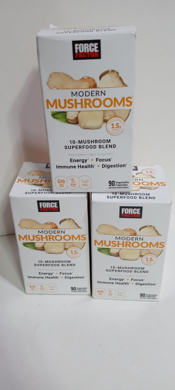 Lot of 3 – Force Factor Modern Mushrooms 10-Mushroom Superfood Blend 90 Capsules