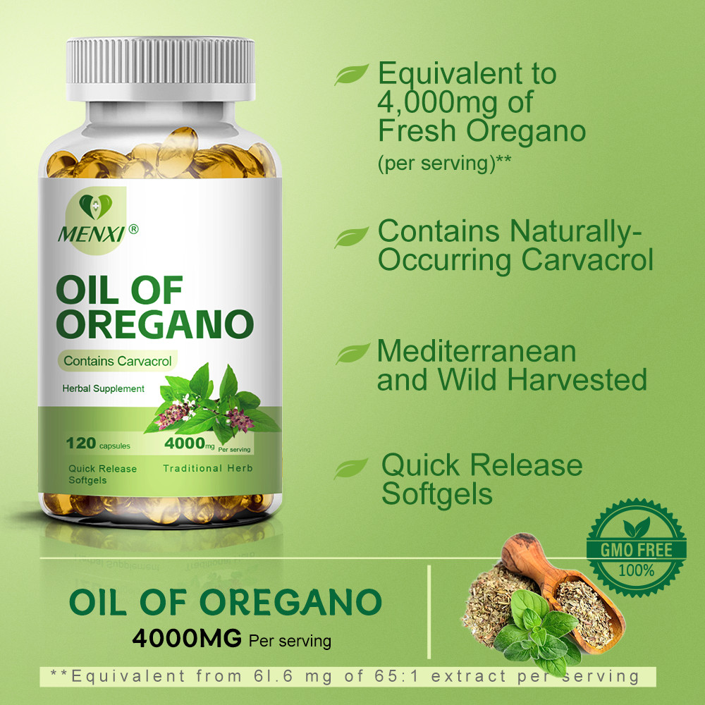 MENXI Oregano Oil Premium Formula Organic Extract 120 Softgels Immune Support