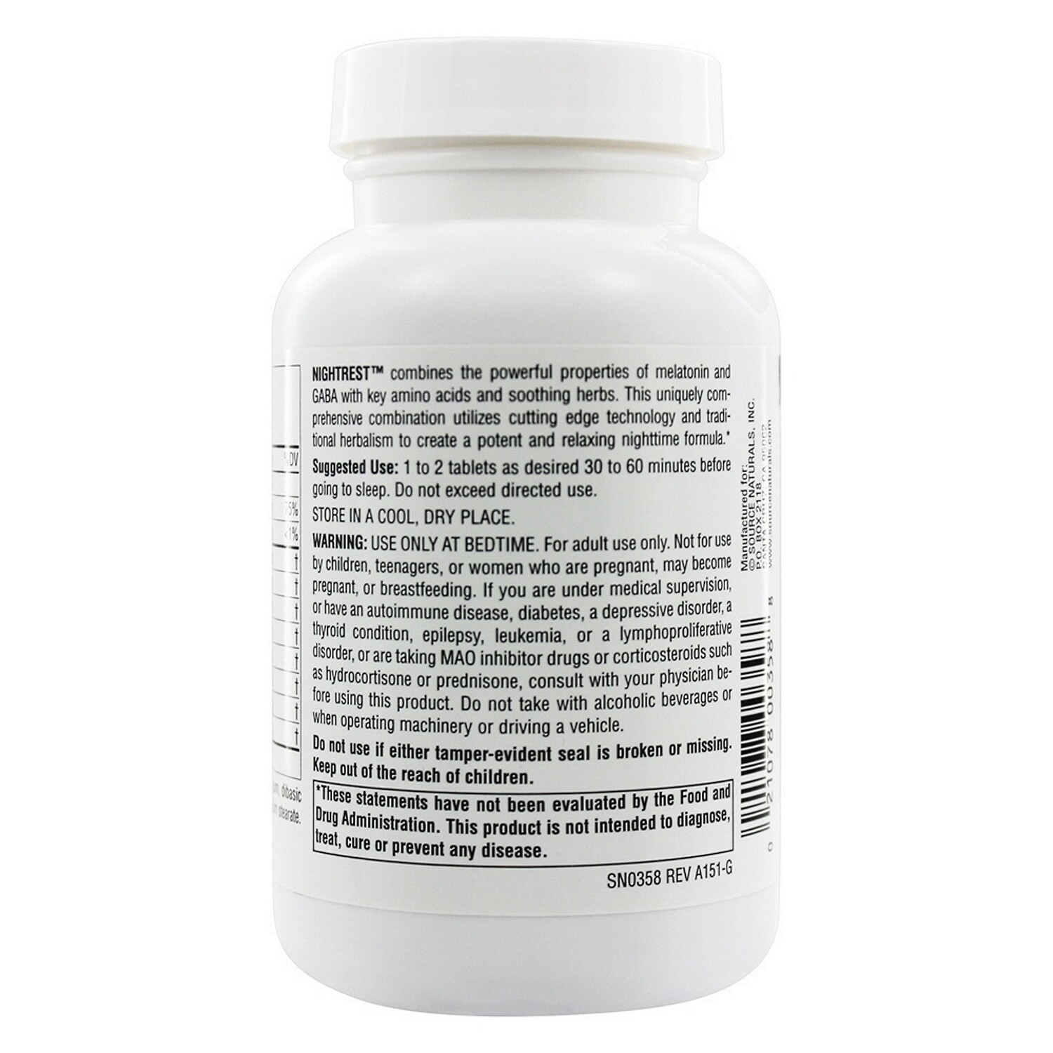 Source Naturals NightRest With Melatonin, 100 Tablets