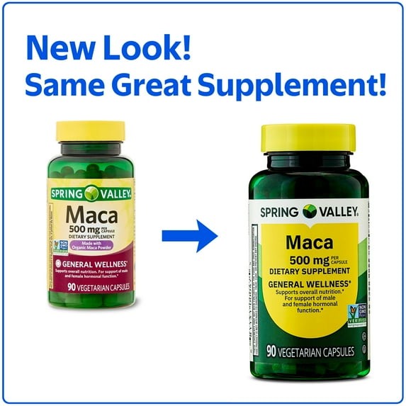 Spring Valley Maca Dietary Supplement Vegetarian Capsules 500 mg, 90 Count
